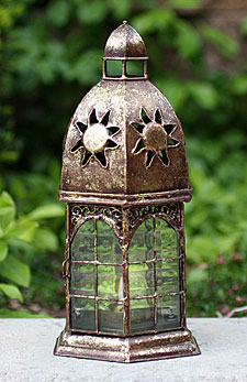 Sheffield Metal Lantern With Beveled Glass