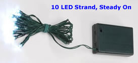 10 White LED Mini Lights - Green Wire - additional view