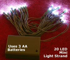 20 White LED Mini Lights - Green Wire 10 Feet Long - additional view
