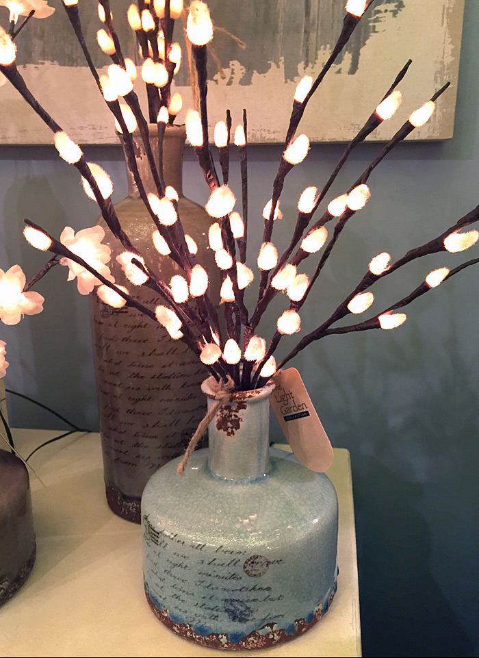 Lighted Branch Taupe Ceramic Vase 7 Inch Buy Now