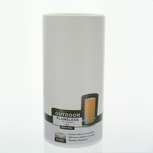 Outdoor Candle Impressions White Flameless Candle with 5 Hour Timer 4