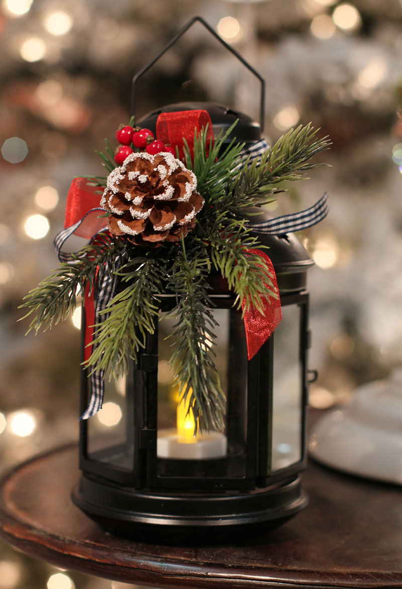 8 inch black metal christmas lantern with holiday decor 8 inch black metal christmas lantern with holiday decor