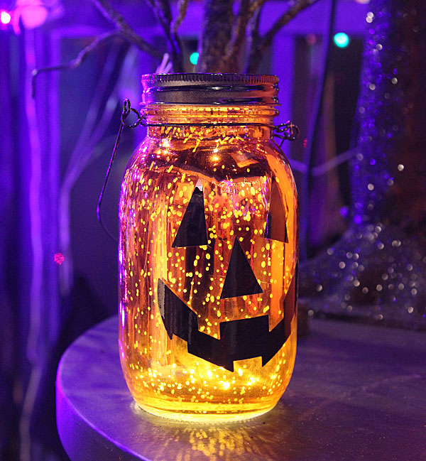 lighted mercury glass jack o lantern mason jar luminary fall lighted canvas