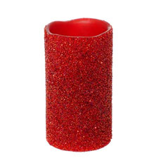 Beaded Red Battery Operated Pillar 3 x 5 Candle