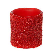 Beaded Red Battery Operated Pillar 3 x 3 Candle