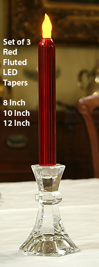 Red Mercury Glass Taper Candles 8 - 10 - 12 Inch