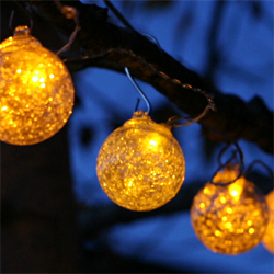 Allsop Aurora Glow Glass Solar String Lights with Amber LED - Set of 6 Globes - Buy Now
