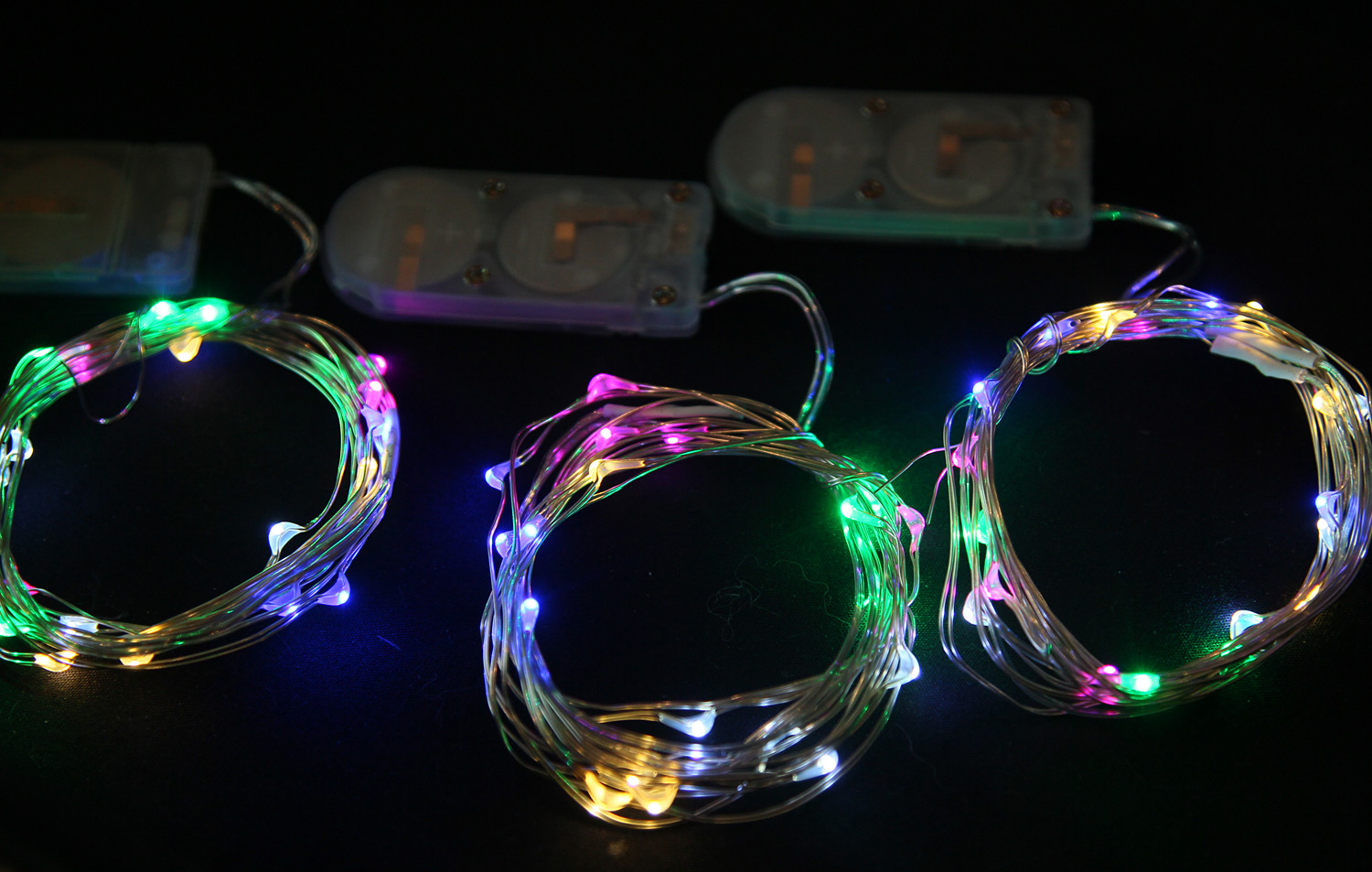 3 PACK - 20 Multi Color LED Battery Mini Lights on Flexible Wire - Submersible - Buy Now