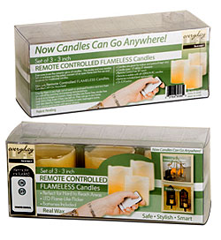 Set of 3 Remote Control LED Candles - 3 x 3 Inch - additional view