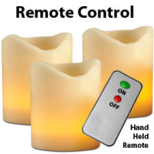 Set of 3 Remote Control LED Candles - 3 x 3 Inch
