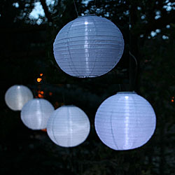 10 Inch White Outdoor Solar Powered Lantern with White LED's - additional view