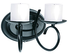 Double Arm Black Battery Wall Sconce