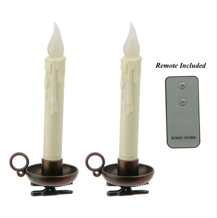 Remote Control Clip On Flickering Taper Candle Antique Bronze 8.5 Inch