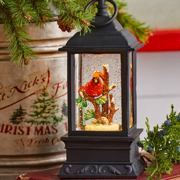 9 5 inch lighted cardinal glitter water lantern battery christmas gel candles