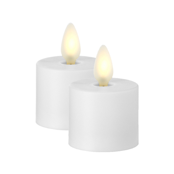 Liown Moving Flame White Tealights Set of 2 with Timer Remote Ready