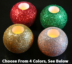 Gold - Mini Wax Flameless Glitter Balls - Set Of 2 - additional view