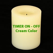4 Inch Round Cream Timer Battery Operated Candle