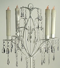 White 4 Tier Candelabra with Acrylic Crystal Beads