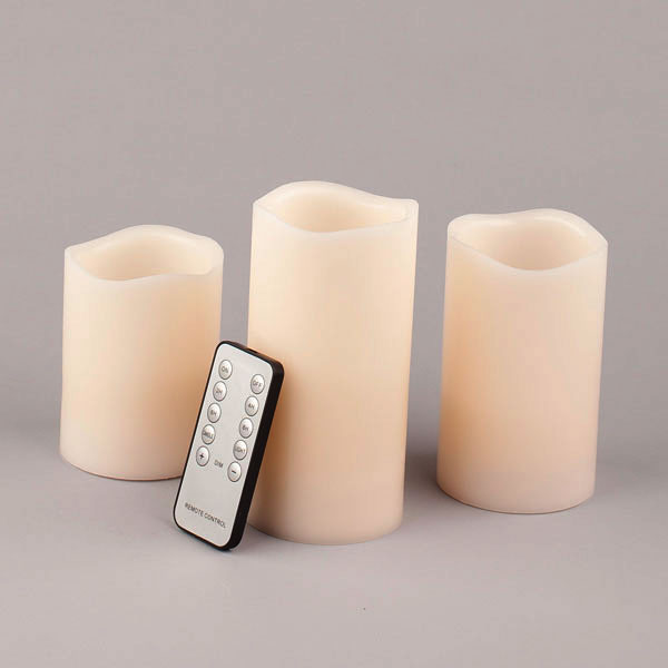 3Piece 4,5, and 6 Inch Battery Operated Candles with Universal Remote