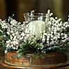 Hurricane Candle Holder Iced Pine with White Berries - 20 Inch