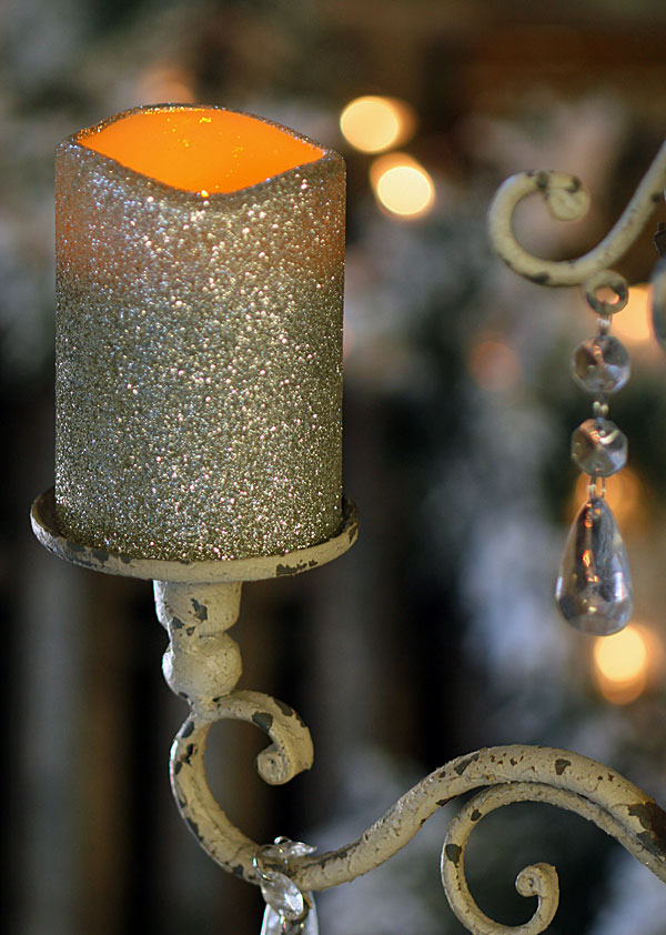 4 Inch Champagne Glitter Flameless Candles Set of 3 Unscented Dual