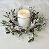 Iced Pine Hurricane Candle Ring - 12 Inch With Ice And Pine Cones