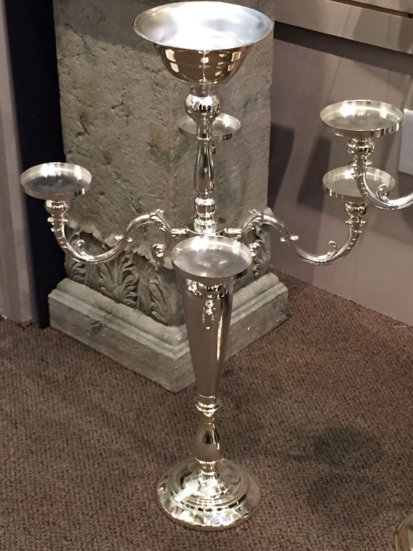 Floral Centerpiece Candelabra 5 Arm 39 Inch With Bowl Silver Plated