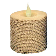 Rope Wrapped Round 3 x 3 Pillar Battery Operated Candle