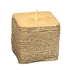 Rope Wrapped Square 4 x 4 Pillar Battery Operated Candle
