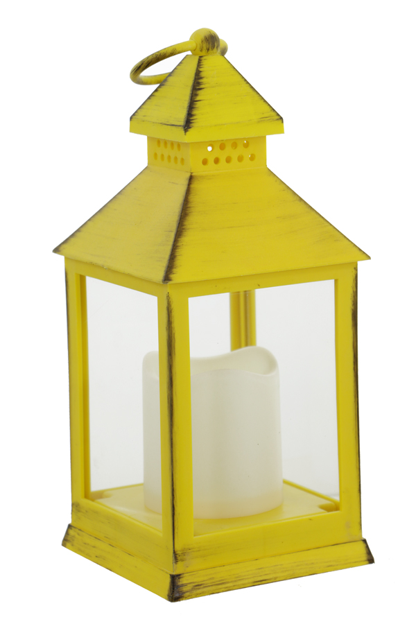 Battery Operated Yellow Candle Lantern 9.5 Inch 8 Hour Timer Buy Now