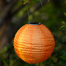 10 Inch Orange Outdoor Solar Powered Lantern