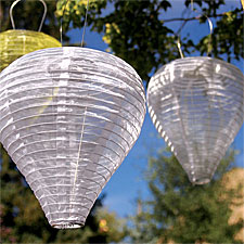 Outdoor Solar Lantern - Pearl Colored Teardrop