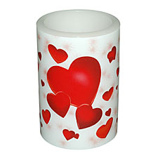 Valentine Hearts 4 Inch Pillar Battery Operated Candle