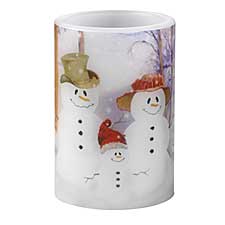Christmas Snow Family Candle with Holiday Carols (Unscented)