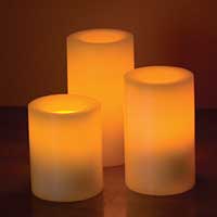 6 Inch Round White Battery Operated Candle - additional view