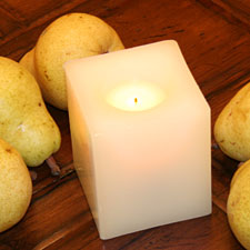 4 Inch Square Champagne Battery Operated Candle