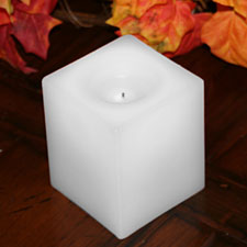 4 Inch Square White Battery Operated Candle