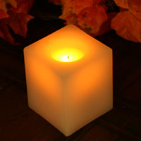 4 Inch Square Champagne Battery Operated Candle - additional view