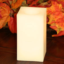 6 Inch Square  Champagne Battery Operated Candle