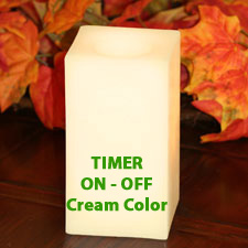 6 Inch Square Cream Timer Battery Operated Candle