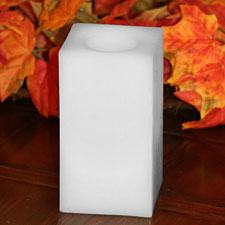 6 Inch Square White Battery Operated Candle