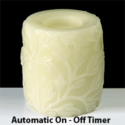Leaf Embossed Hurricane Wax Battery Candle Timer
