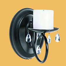 Single Arm Crystal Battery Operated Wall Sconce Black