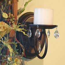 Single Arm Crystal Battery Operated Wall Sconce Cognac