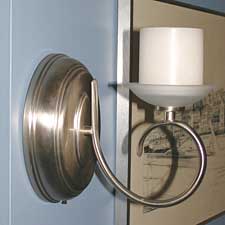 Single Arm Battery Operated Wall Sconce Plated Silver
