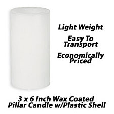 Battery Operated Economy Wax Coated 3 x 6 Pillar Candle