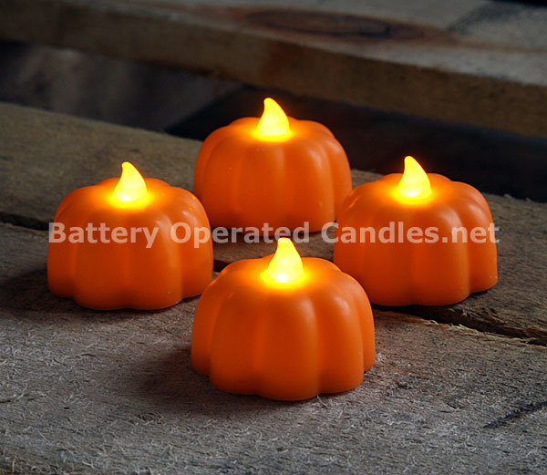 Battery Operated Candle Impressions Pumpkin LED Tealights Set of 4