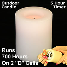 Outdoor Battery Candle - Flickers - 5 Hour Timer