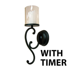 Battery Operated Glass Hurricane Wall Sconce with Timer Rubbed Bronze