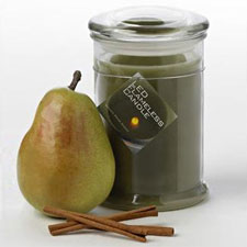 Spiced Pear Scented Battery Operated Jar Candle with Glass Lid
